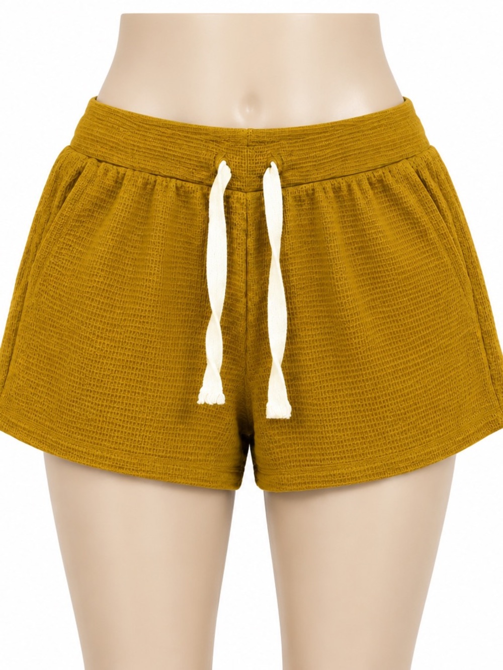 Aerie Real Faves Mustard Waffle Knit Lounge Shorts Size L